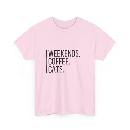 "Weekends coffee cats" Unisex Cotton Tee