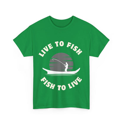 "Live to fish fish to live" Unisex Cotton Tee