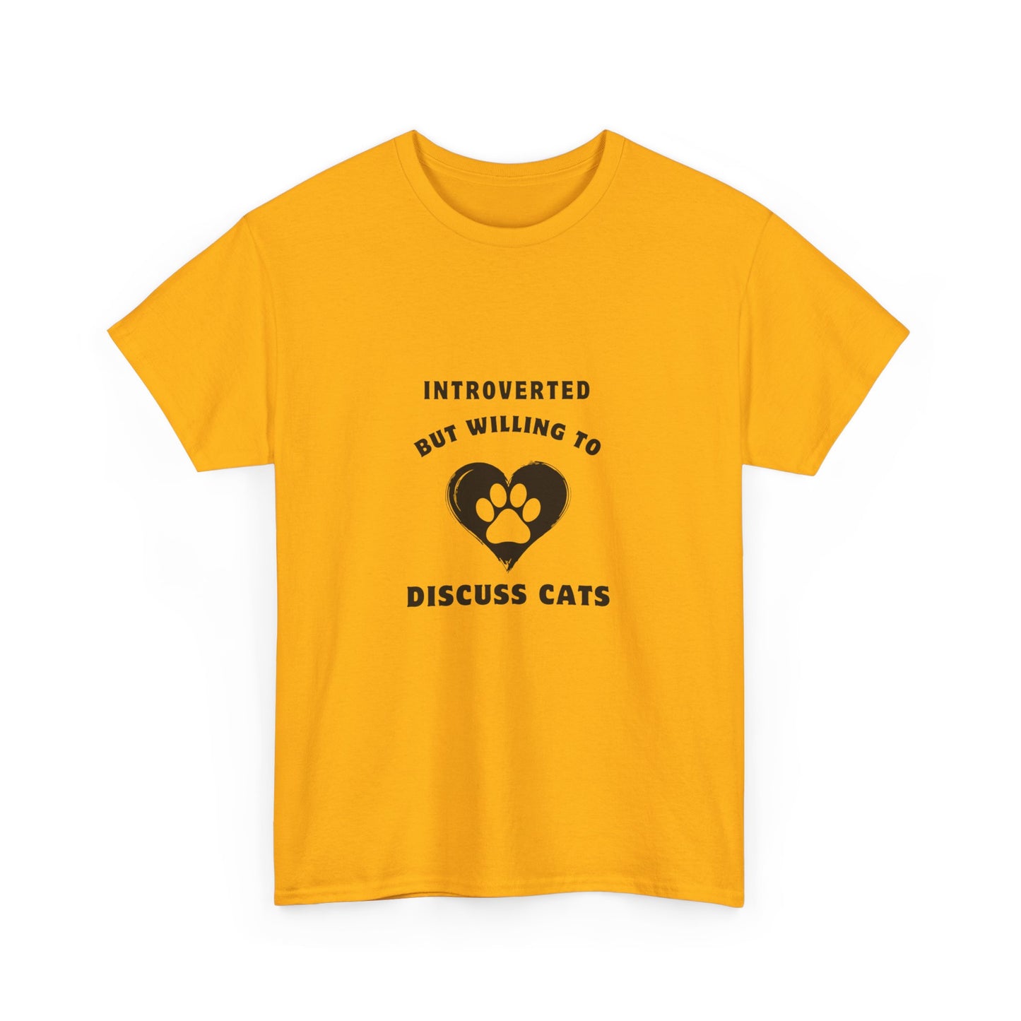 "Introverted but willing to discuss cats" Unisex Cotton Tee