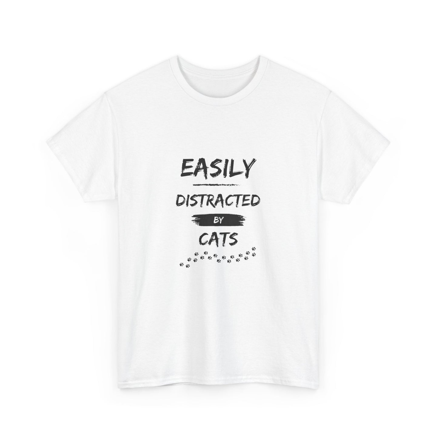 "Easily distracted by cats" Unisex Cotton Tee