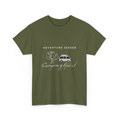 "Adventure Seeker: Camping Addict" Unisex Cotton Tee