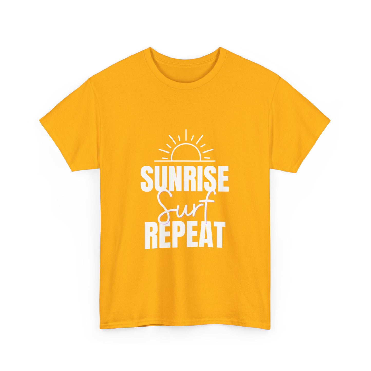 "Sunrise, surf, repeat." Unisex Cotton Tee