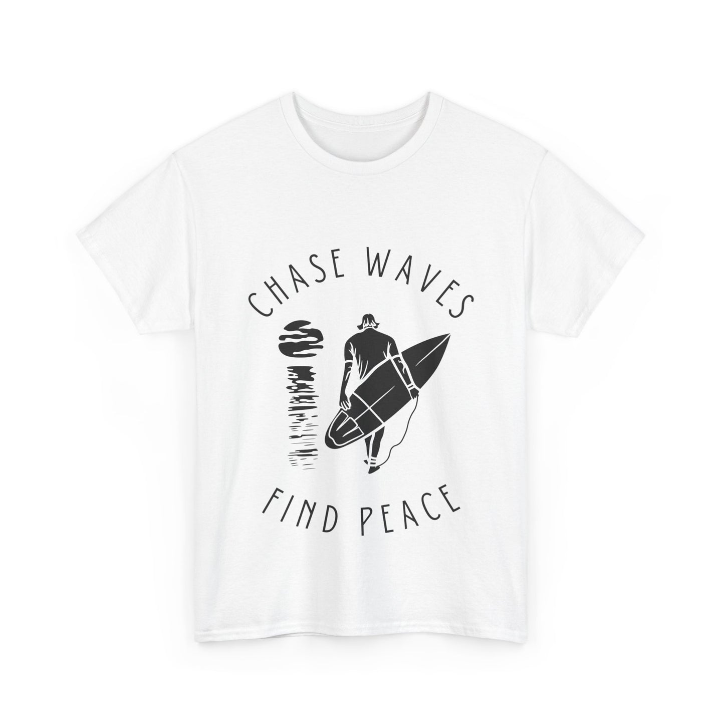 "Chase waves, find peace" Unisex Cotton Tee