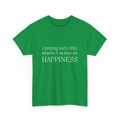 "Camping and Coffee: Perfect Blend of Happiness" Unisex Cotton Tee