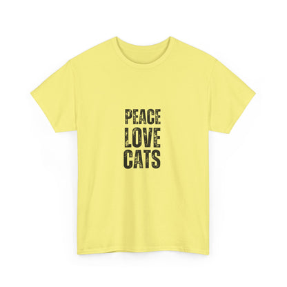 "Peace. Love. cats." Unisex Cotton Tee