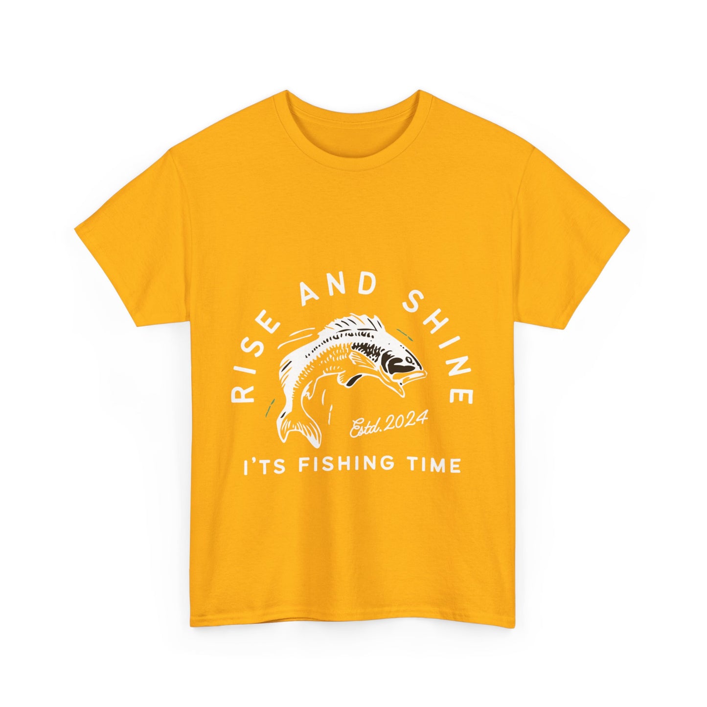 "Rise and shine it's fishing time" Unisex Cotton Tee