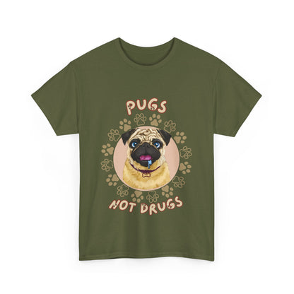 "Pugs not drugs" Unisex Cotton Tee