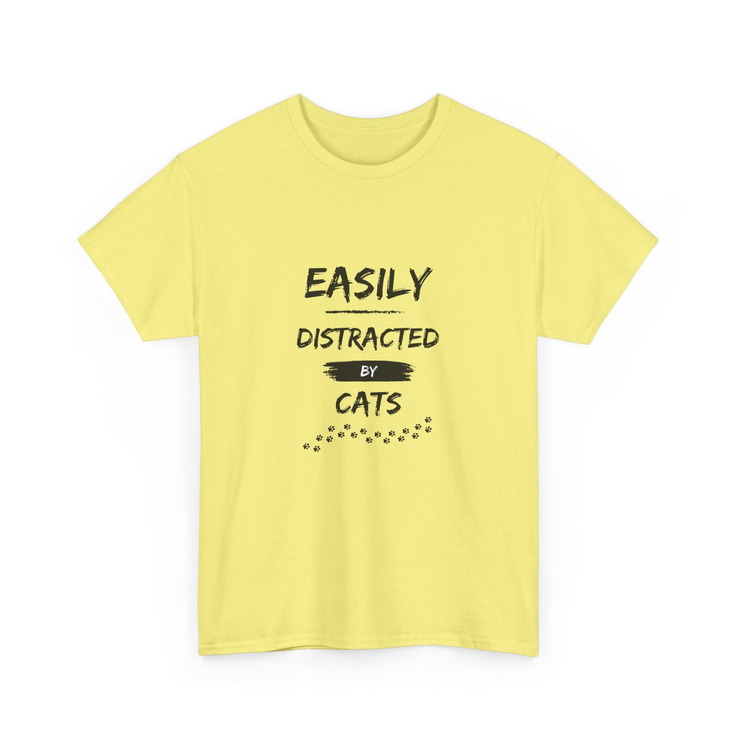 "Easily distracted by cats" Unisex Cotton Tee