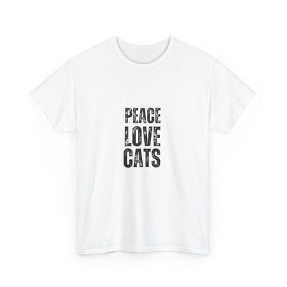 "Peace. Love. cats." Unisex Cotton Tee