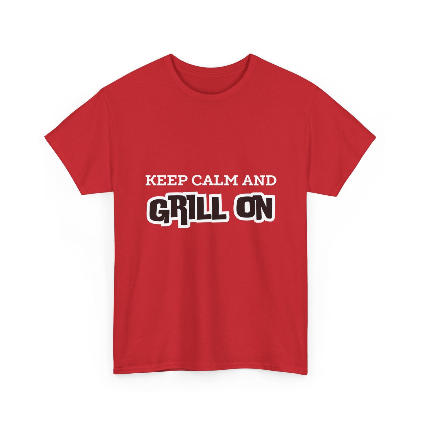 "Keep calm and grill on." Unisex Cotton Tee