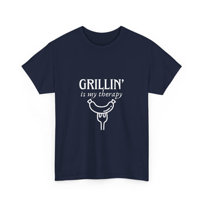 "Grillin' is my therapy." Unisex Cotton Tee