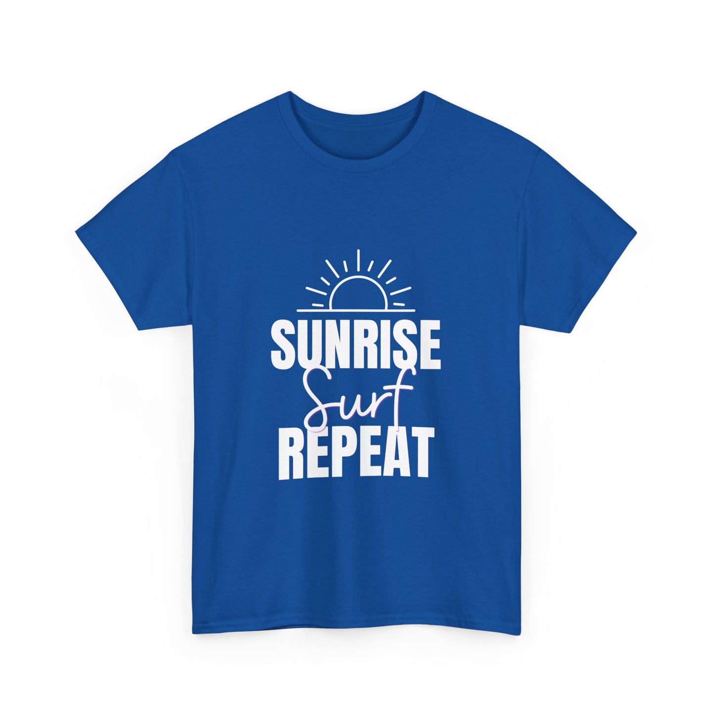 "Sunrise, surf, repeat." Unisex Cotton Tee