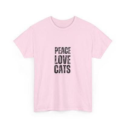 "Peace. Love. cats." Unisex Cotton Tee