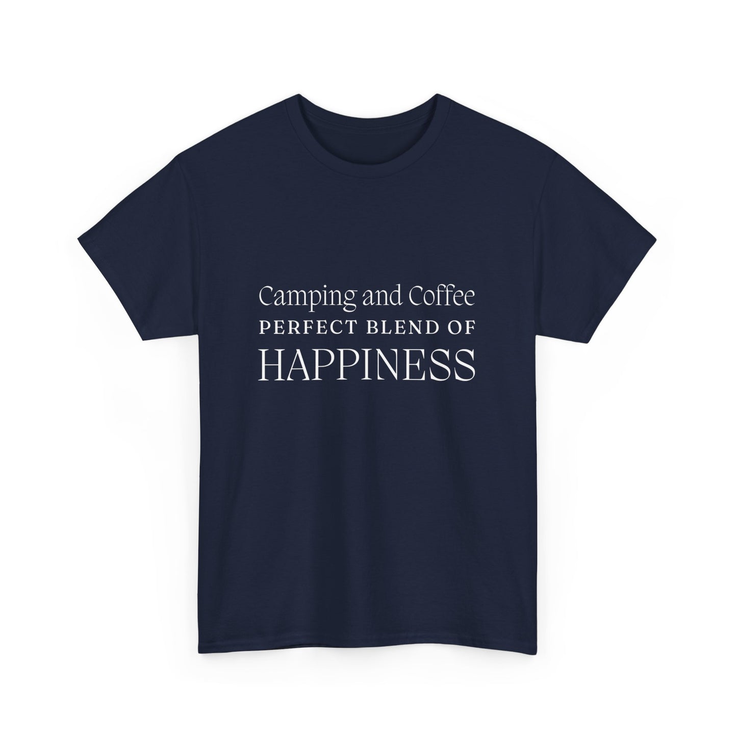 "Camping and Coffee: Perfect Blend of Happiness" Unisex Cotton Tee