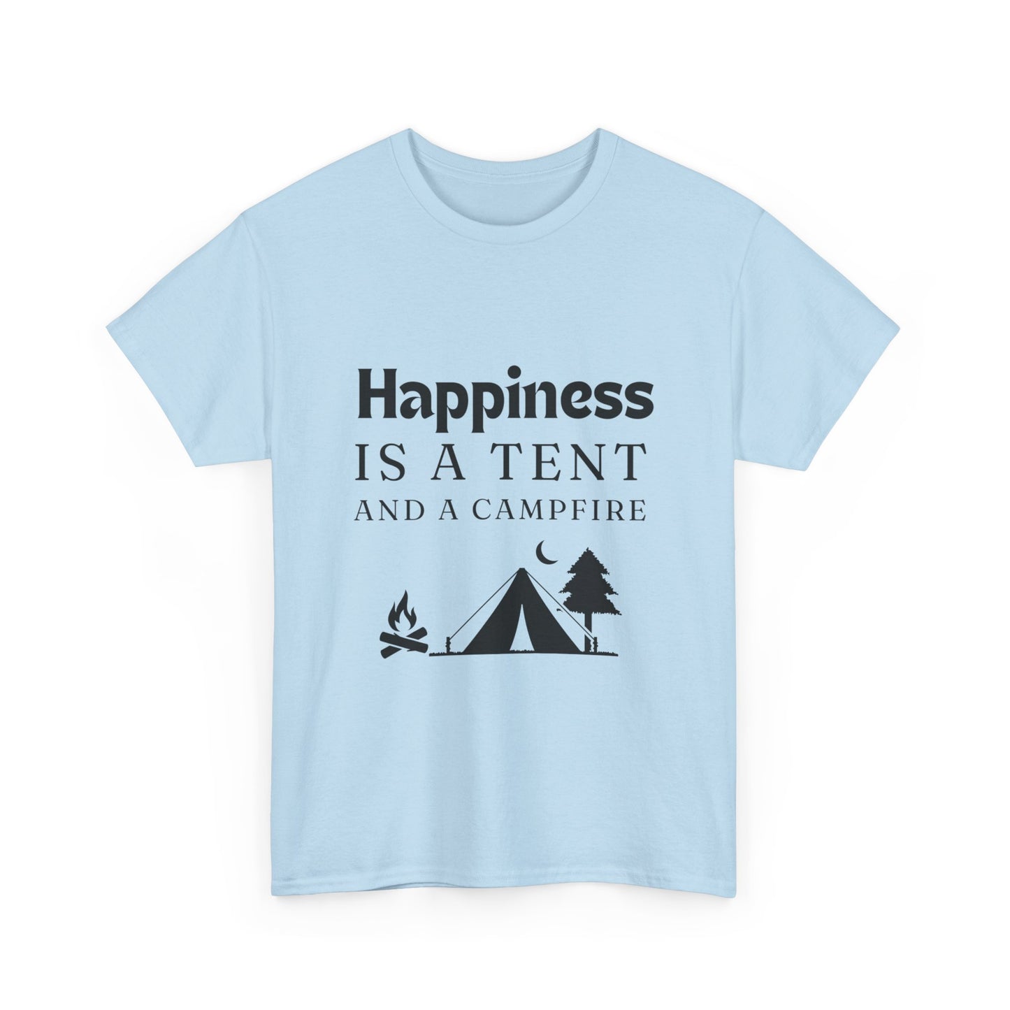 "Happiness is a Tent and a Campfire" Unisex Cotton Tee