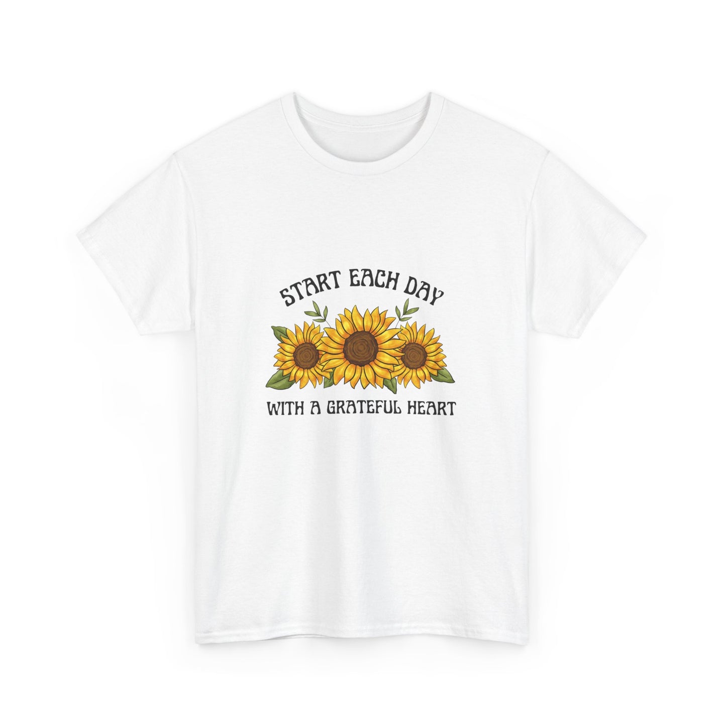 "Start each day with a grateful heart" Unisex Cotton Tee