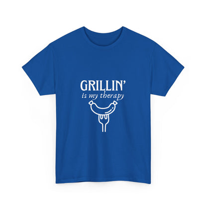 "Grillin' is my therapy." Unisex Cotton Tee