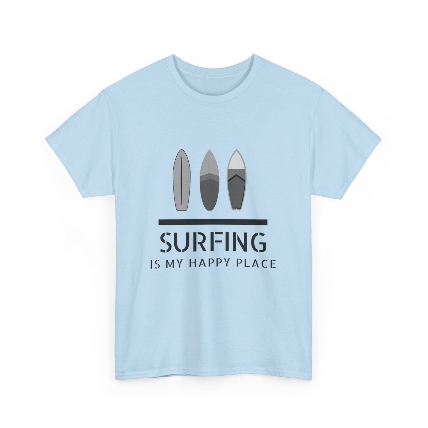 "Surfing is my happy place" Unisex Cotton Tee