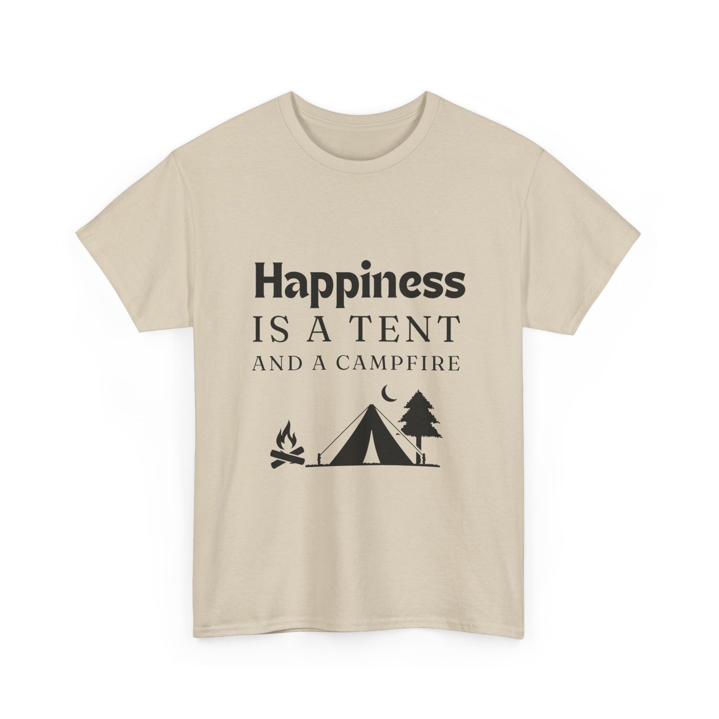 "Happiness is a Tent and a Campfire" Unisex Cotton Tee