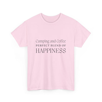 "Camping and Coffee: Perfect Blend of Happiness" Unisex Cotton Tee