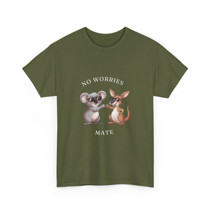 "No worries mate" Unisex Cotton Tee