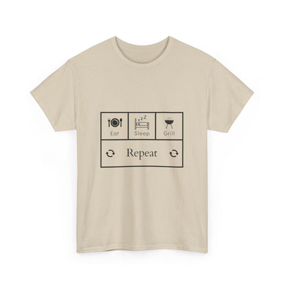 "Eat.sleep. grill. repeat" Unisex Cotton Tee