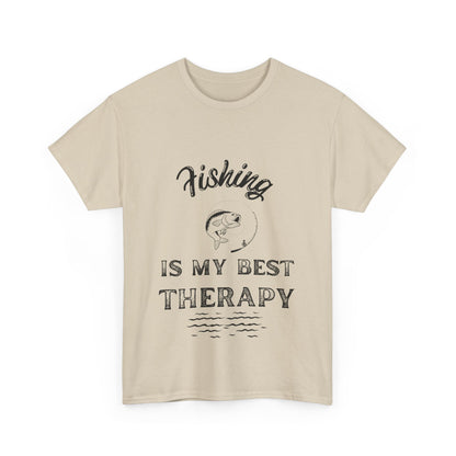 "Fishing is my best therapy" Unisex Cotton Tee