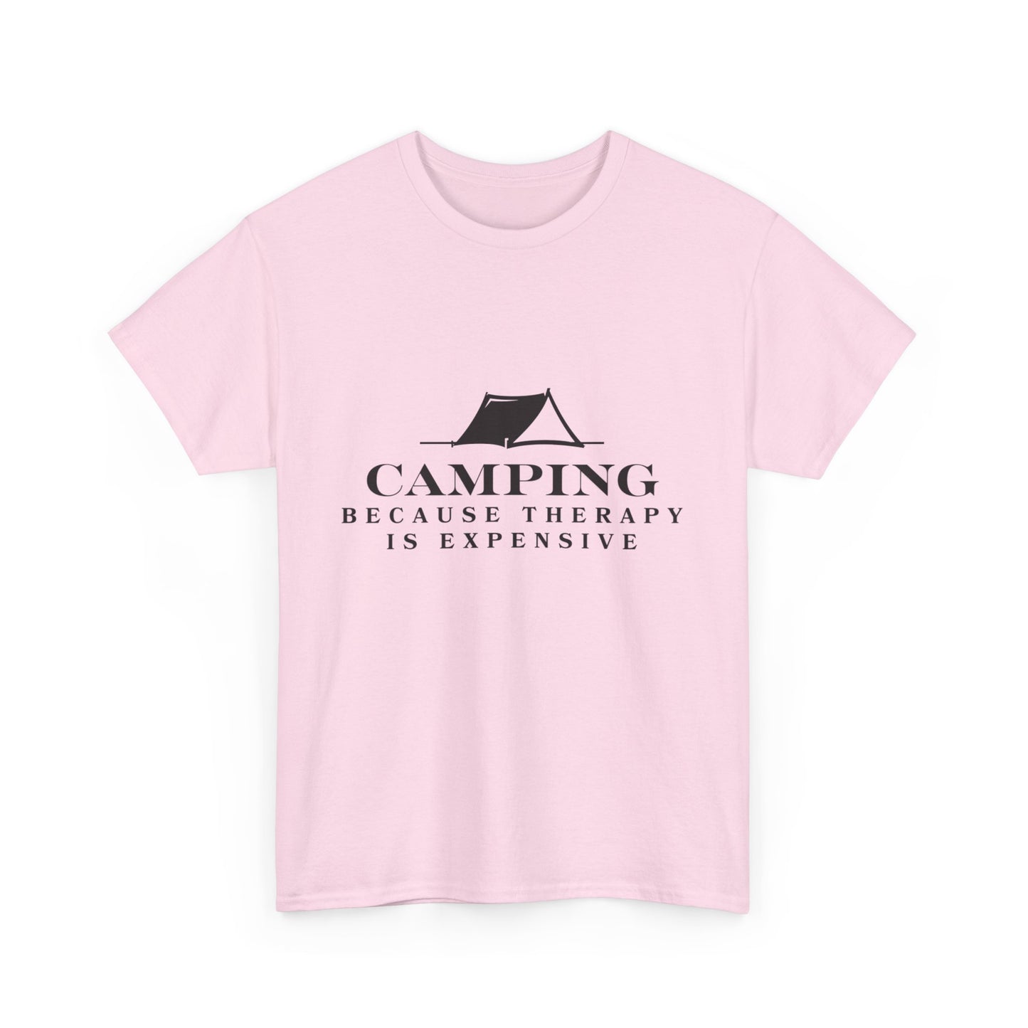 "Camping because therapy is expensive" Unisex Cotton Tee