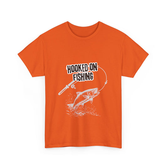 "Hooked on fishing" Unisex Cotton Tee