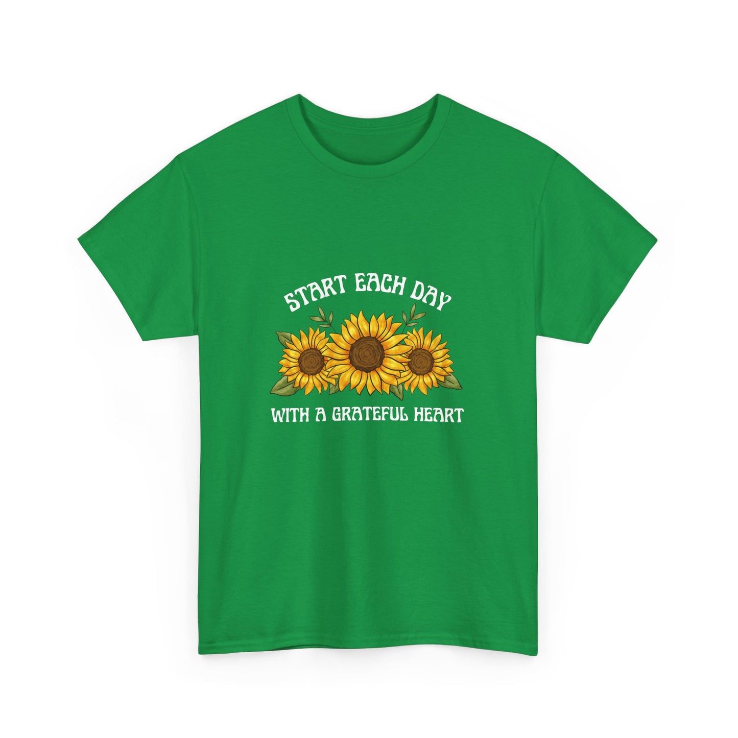 "Start each day with a grateful heart" Unisex Cotton Tee