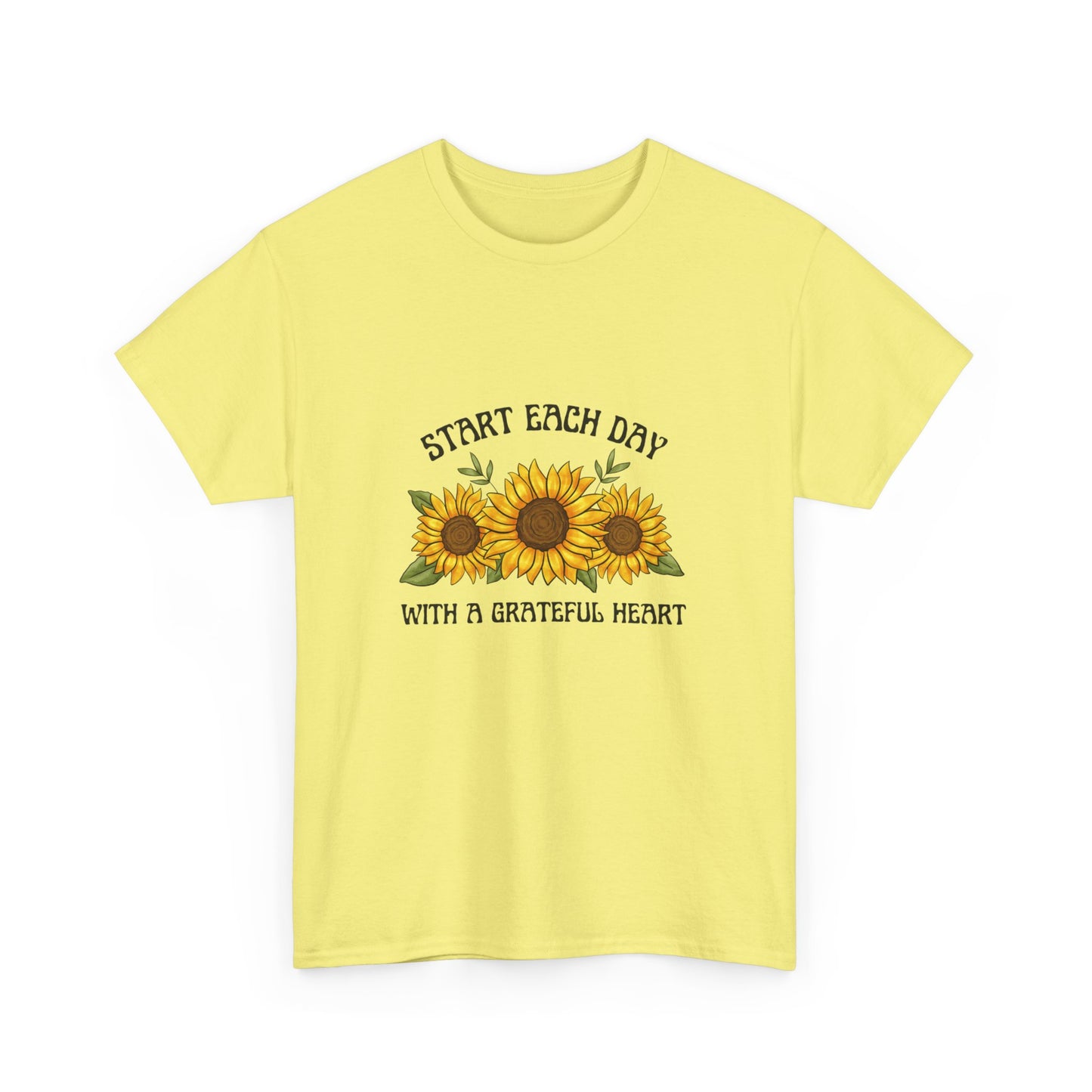 "Start each day with a grateful heart" Unisex Cotton Tee