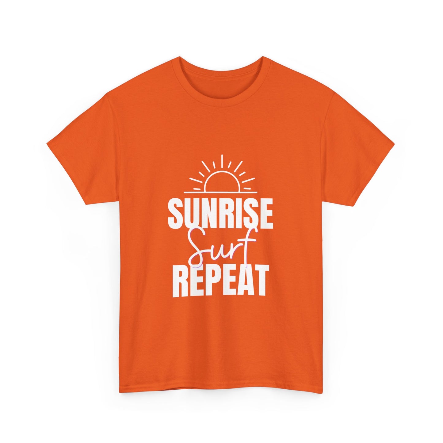 "Sunrise, surf, repeat." Unisex Cotton Tee