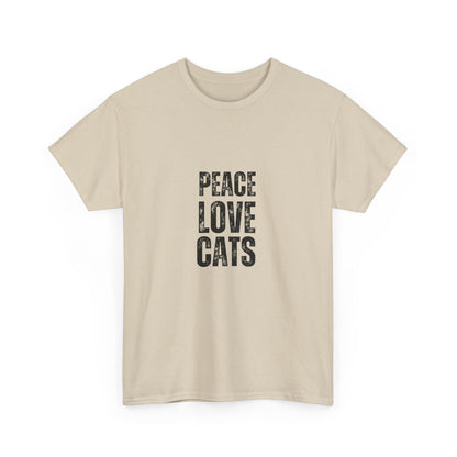 "Peace. Love. cats." Unisex Cotton Tee