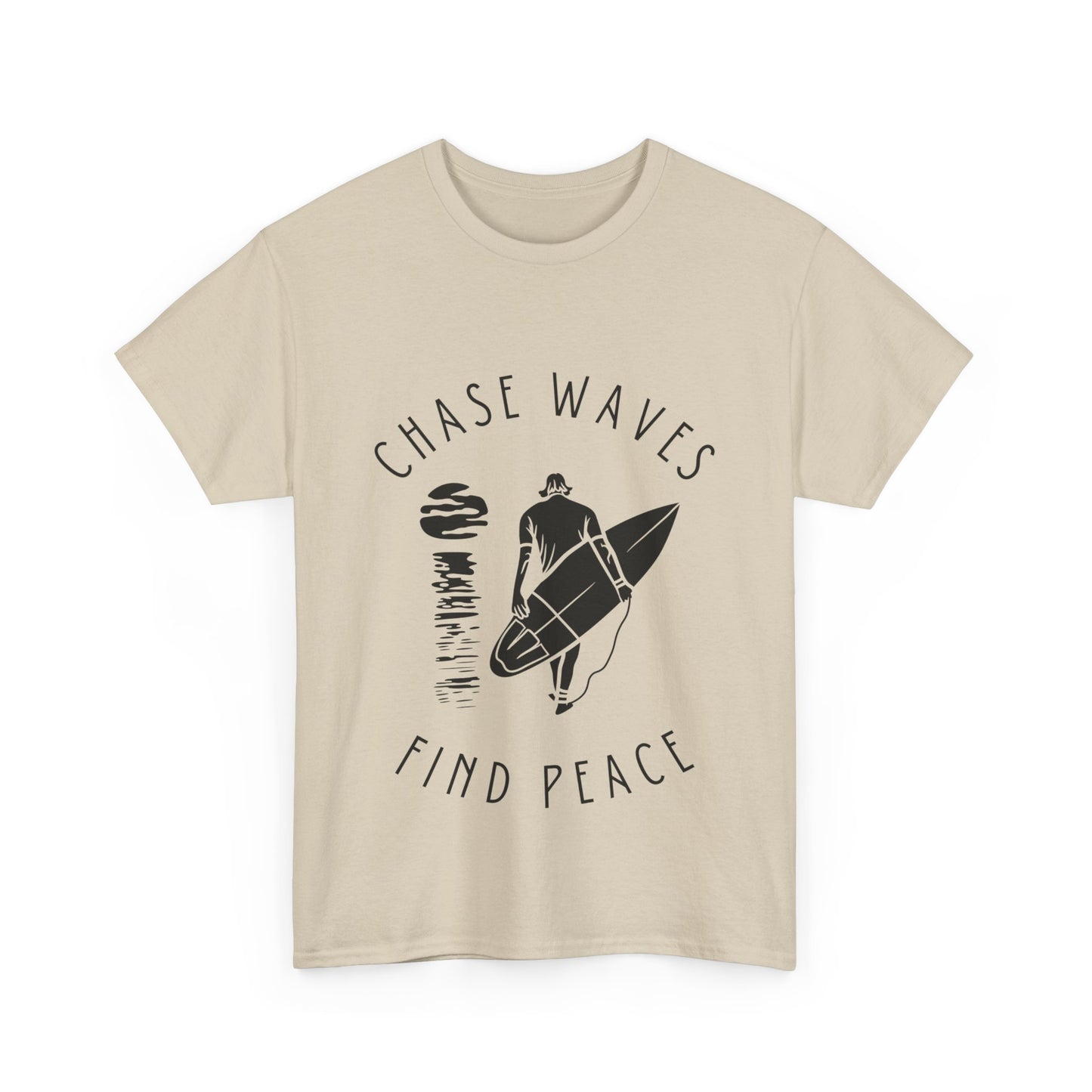 "Chase waves, find peace" Unisex Cotton Tee