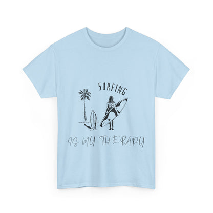 "Surfing is my therapy." Unisex Cotton Tee