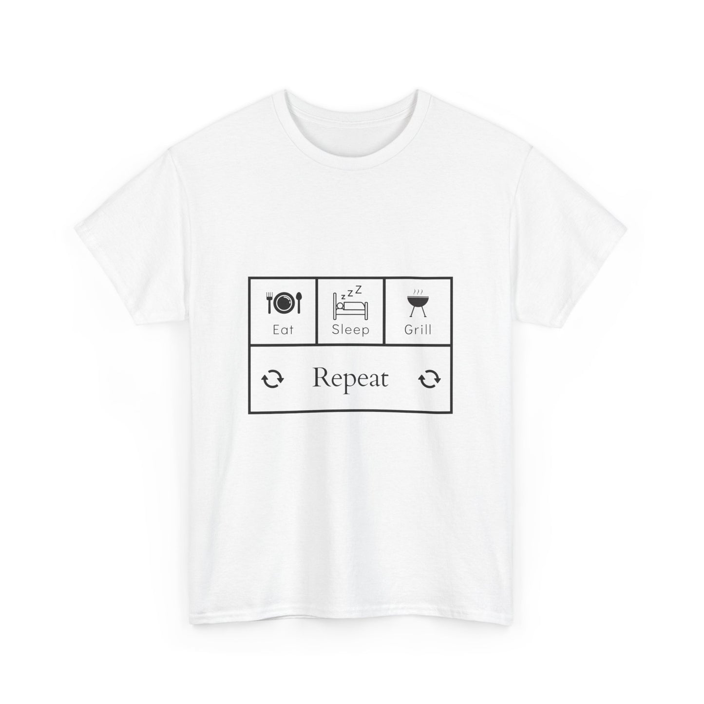 "Eat.sleep. grill. repeat" Unisex Cotton Tee