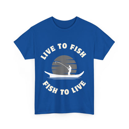 "Live to fish fish to live" Unisex Cotton Tee