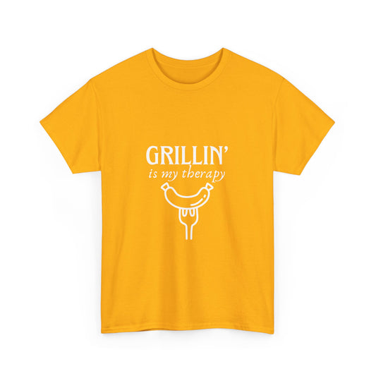 "Grillin' is my therapy." Unisex Cotton Tee