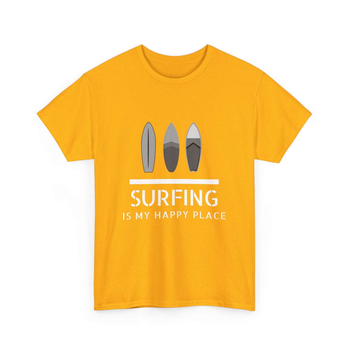 "Surfing is my happy place" Unisex Cotton Tee