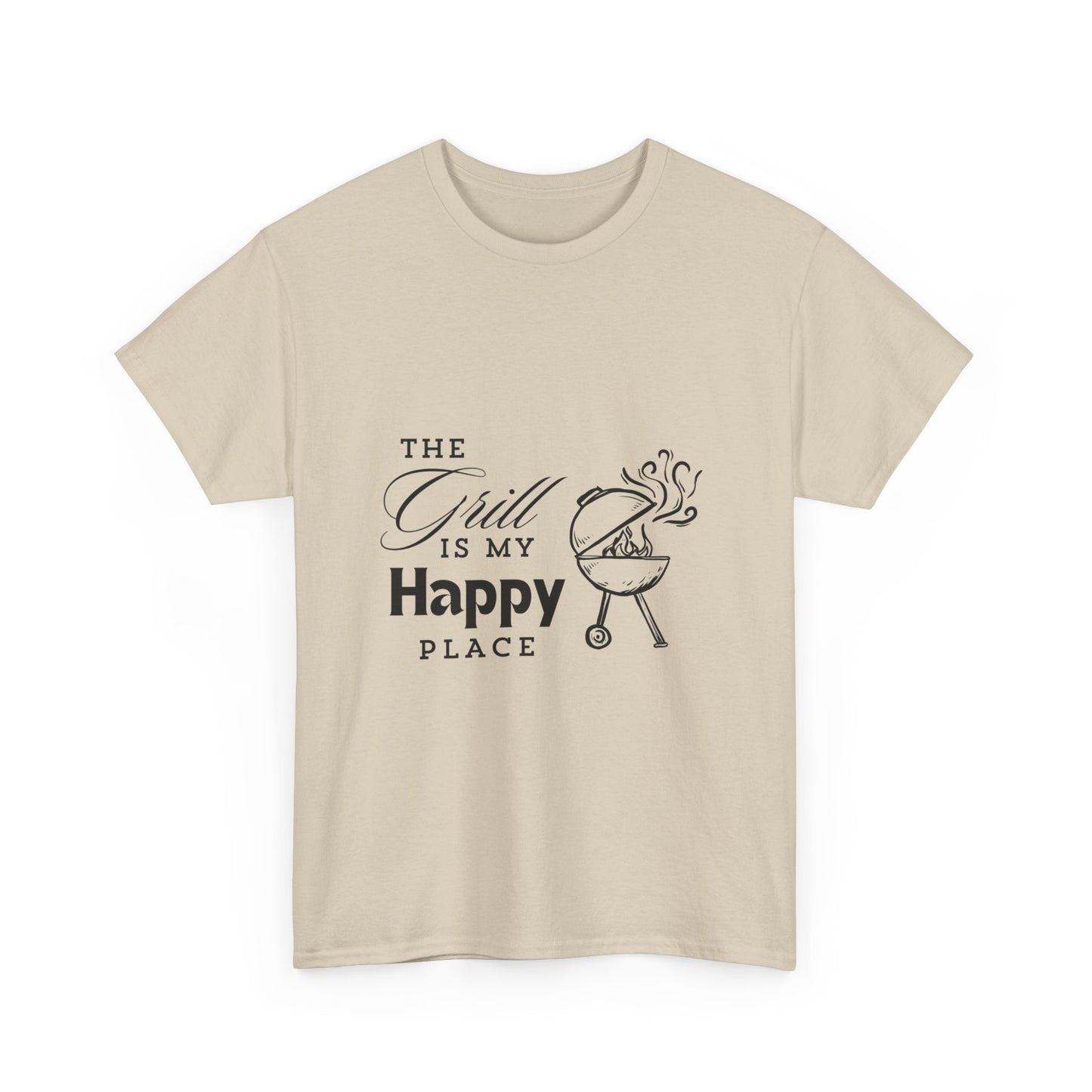 "The grill is my happy place." Unisex Cotton Tee