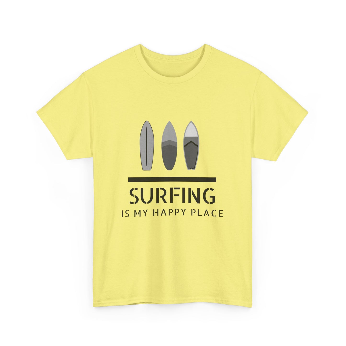 "Surfing is my happy place" Unisex Cotton Tee