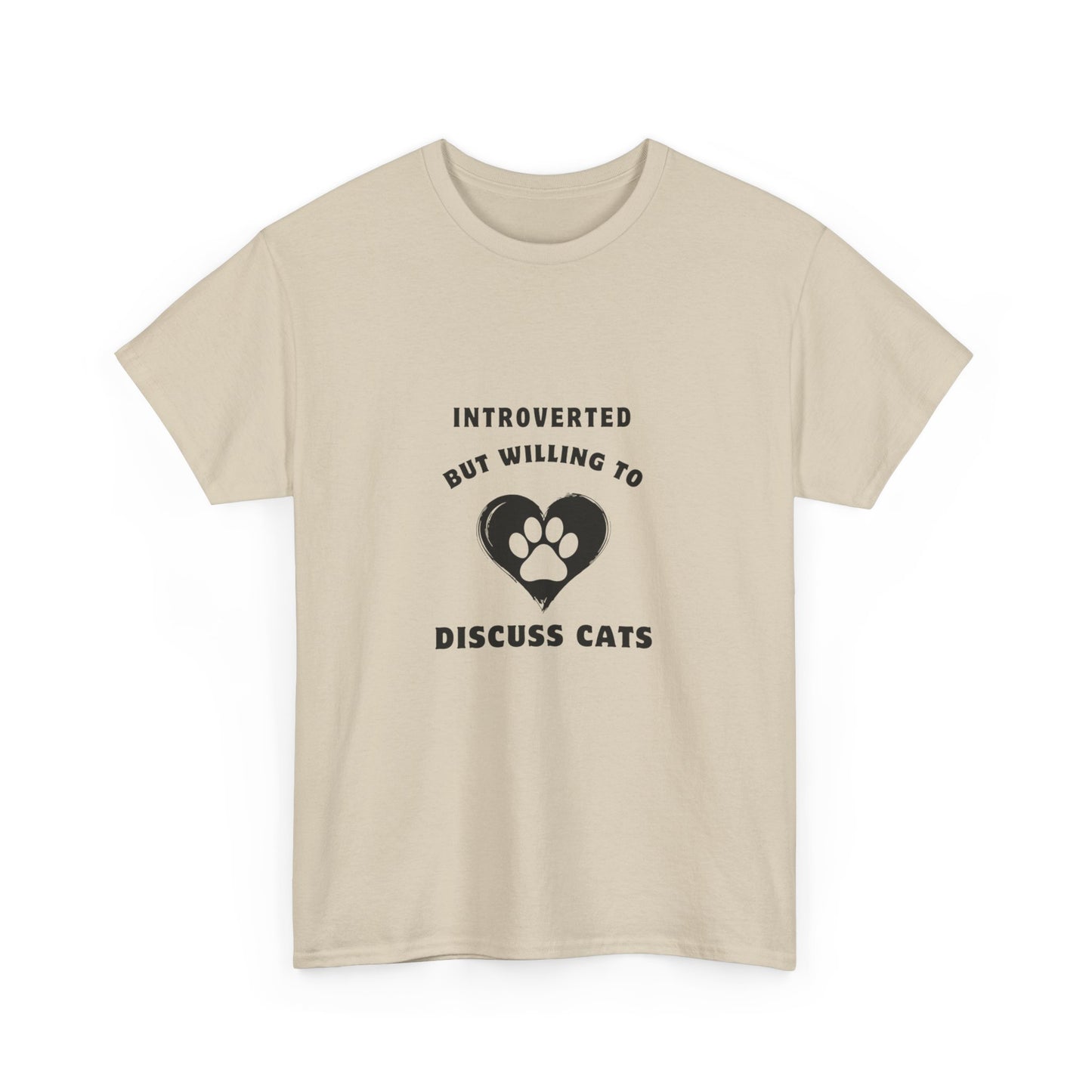 "Introverted but willing to discuss cats" Unisex Cotton Tee