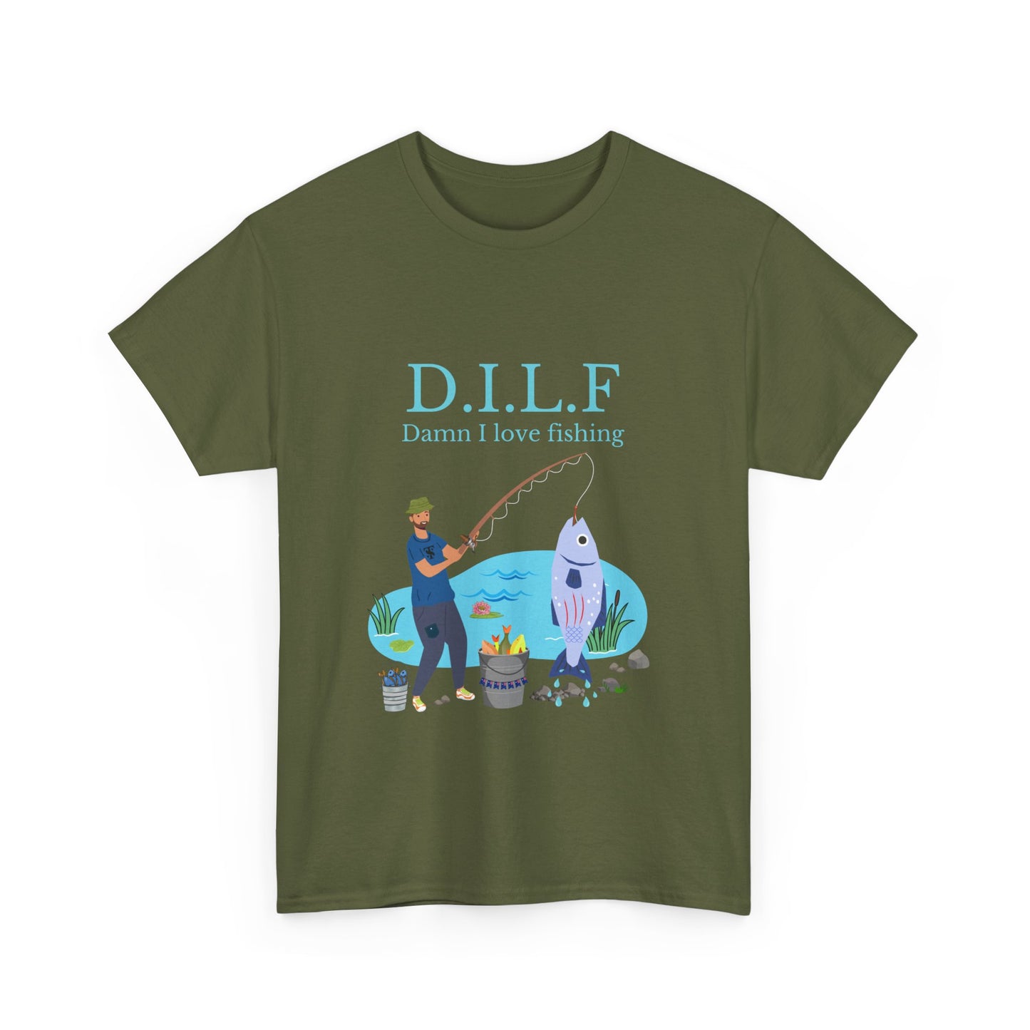 "Dilf: damn I love fishing" Unisex Cotton Tee