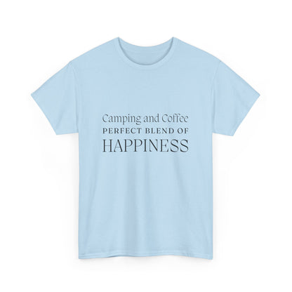 "Camping and Coffee: Perfect Blend of Happiness" Unisex Cotton Tee