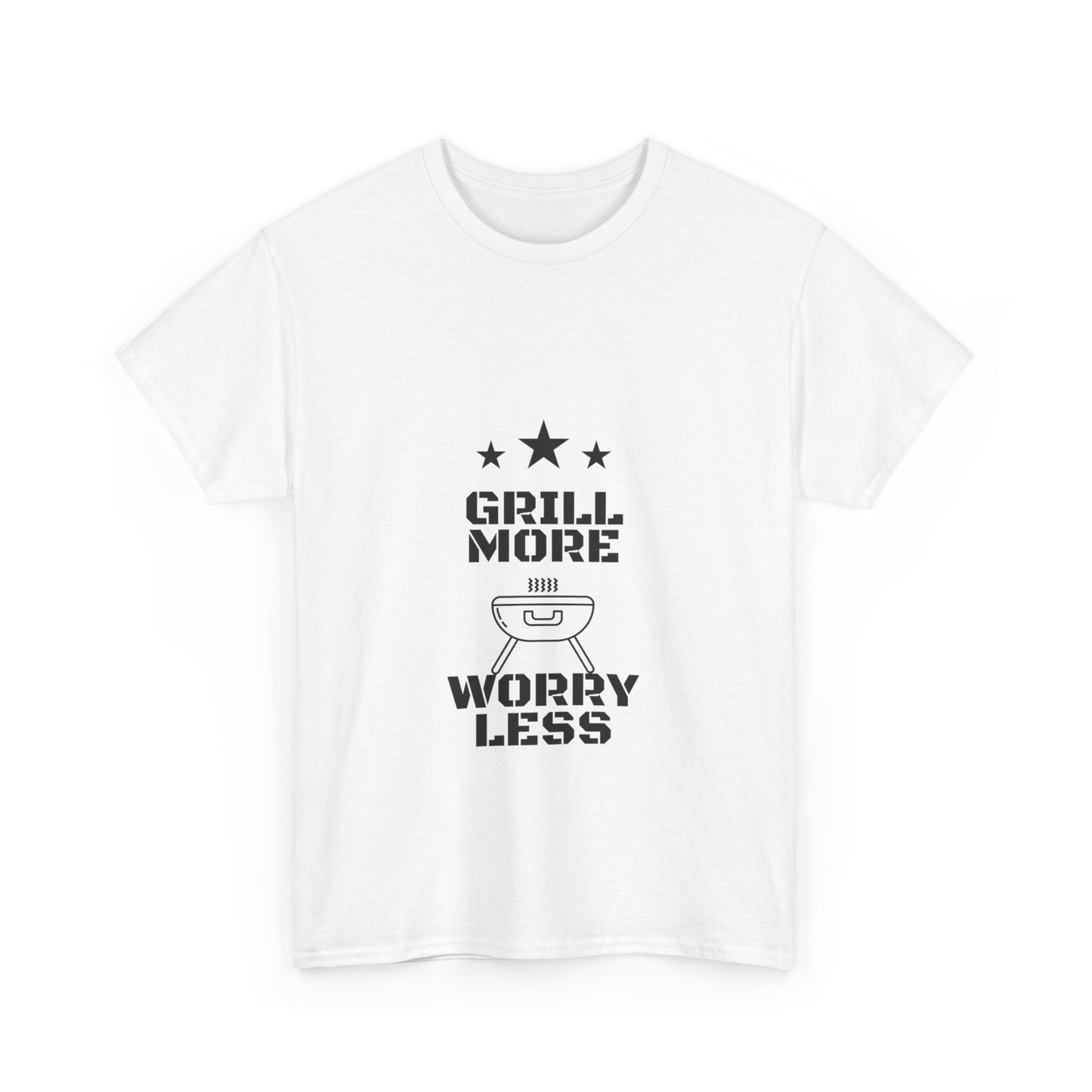 "Grill more, worry less." Unisex Cotton Tee