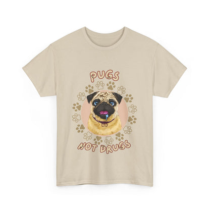 "Pugs not drugs" Unisex Cotton Tee