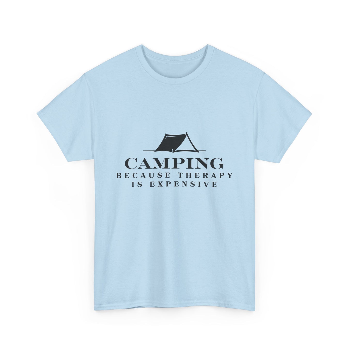 "Camping because therapy is expensive" Unisex Cotton Tee