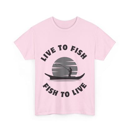 "Live to fish fish to live" Unisex Cotton Tee