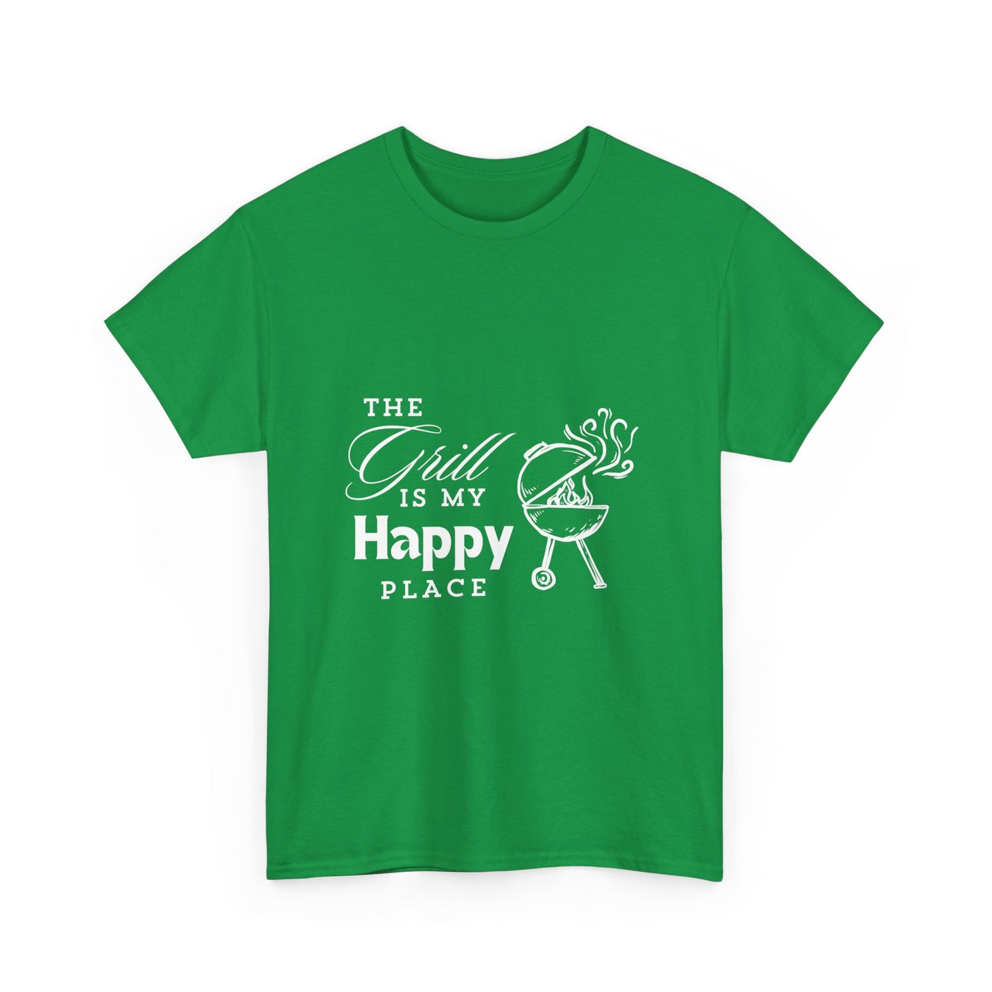 "The grill is my happy place." Unisex Cotton Tee