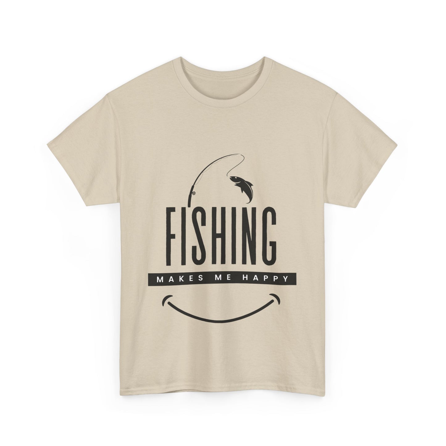 "Fishing makes me happy" Unisex Cotton Tee